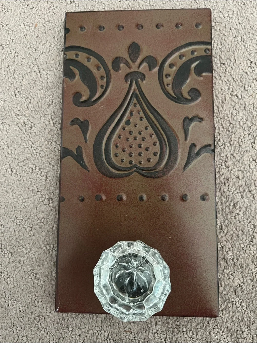 Metal wall hooks with glass like door knob handle